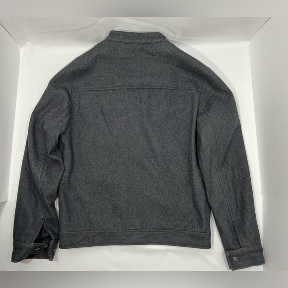 Perry Ellis Men Wool Blend Coat Jacket Lined Small S Black Charcoal Full Zipper - Picture 2 of 16